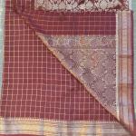 Soft Organza Saree in Dual-Tone Grey with Rich Maroon Zari Border & Pallu