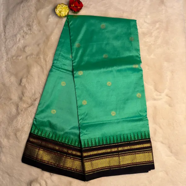 Ilakal Dark Sea Green Silk Saree
