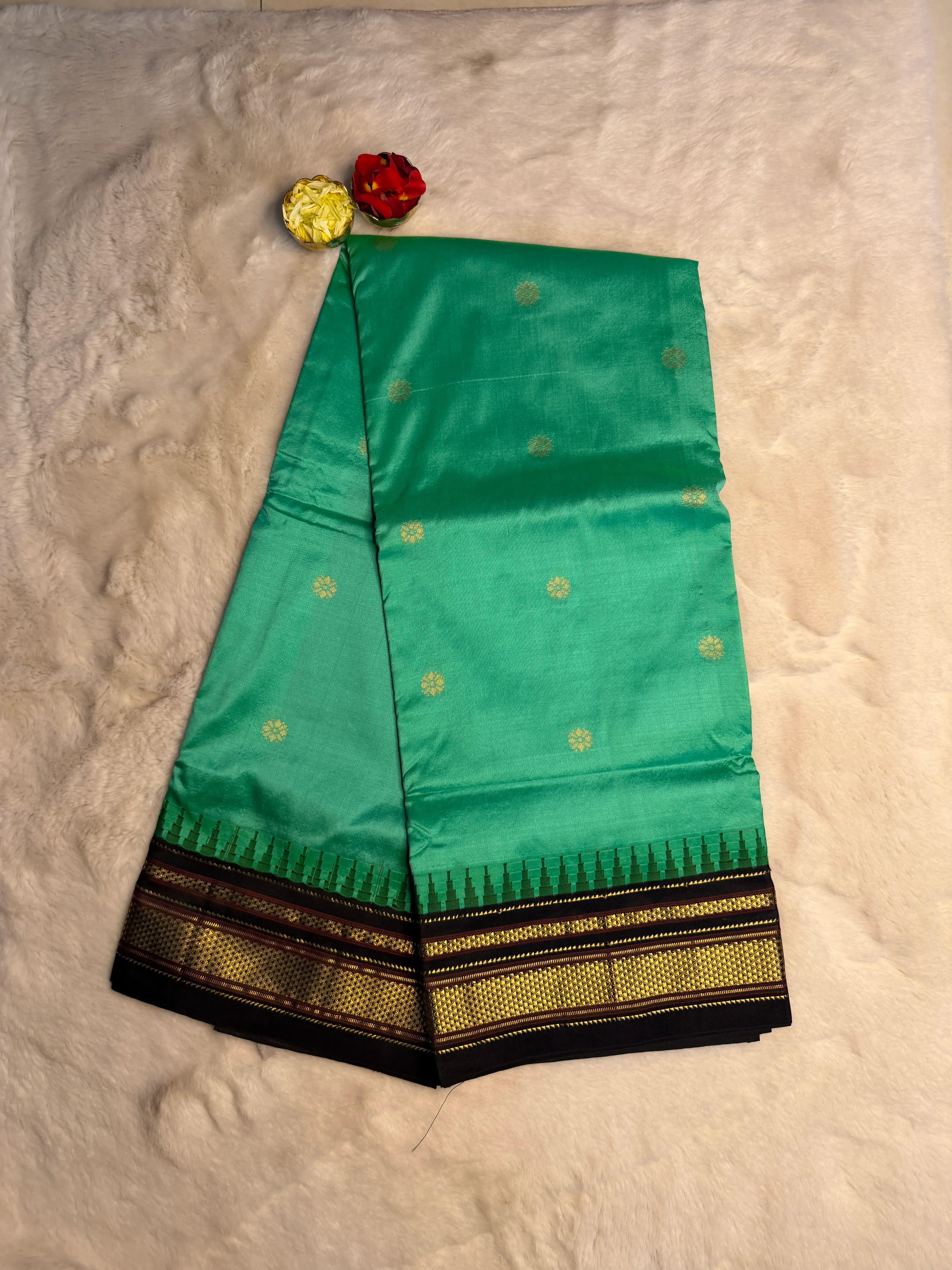 Ilakal Dark Sea Green Silk Saree