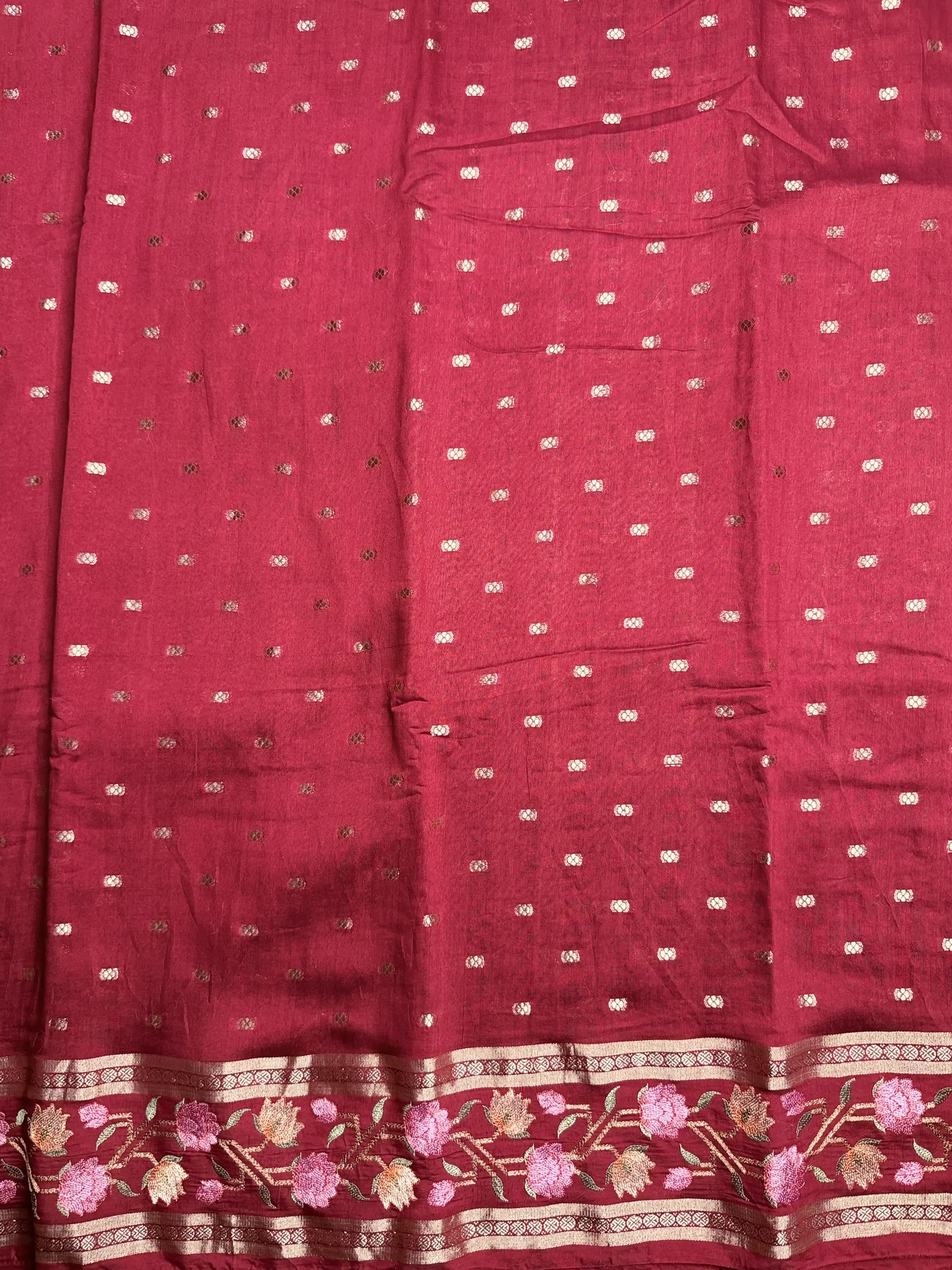 Rose pink digital border print pure mysore crepe saree