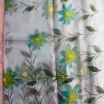 Cream Floral Print Fancy Saree