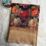 Black Floral print crush viscose fancy saree