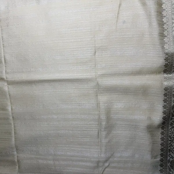 Milky white Silver border Cotton silk saree