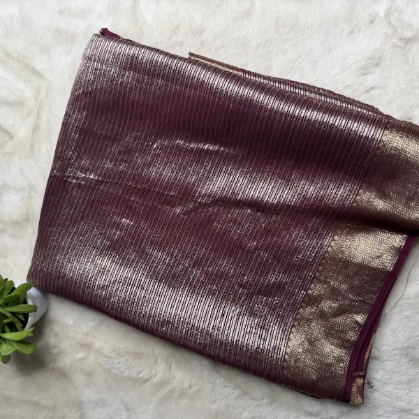Maroon tissue fancy saree