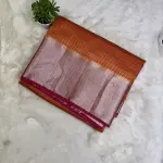 Orange with Pink rich border & pallu fancy saree