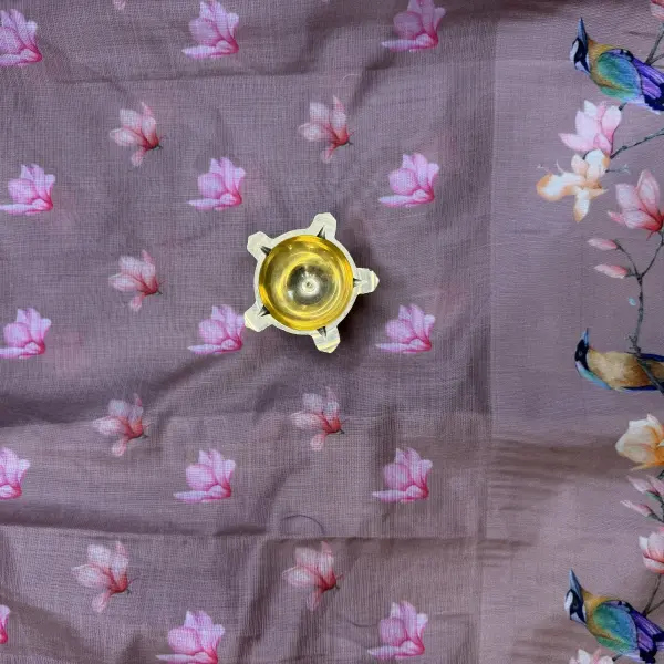 Pista green satin digital print border Kota Silk Saree