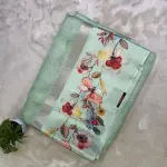 Pista green satin digital print border Kota Silk Saree