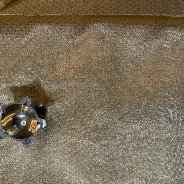 Mustard yellow cotton tissue fancy saree