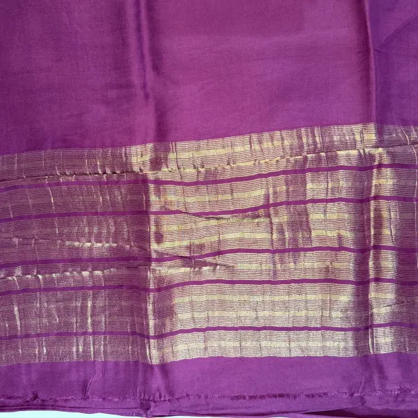 Wine colour thin border with brocade blouse semi crepe saree