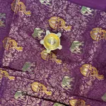 Wine colour thin border with brocade blouse semi crepe saree