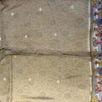 Beige digital print border semi crepe saree