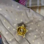 Cream Digital print semi crepe saree