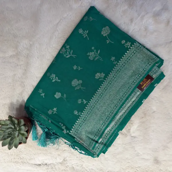 Raama Green with buttas semi benarasi saree
