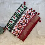 White kalamkari work pattern fancy saree