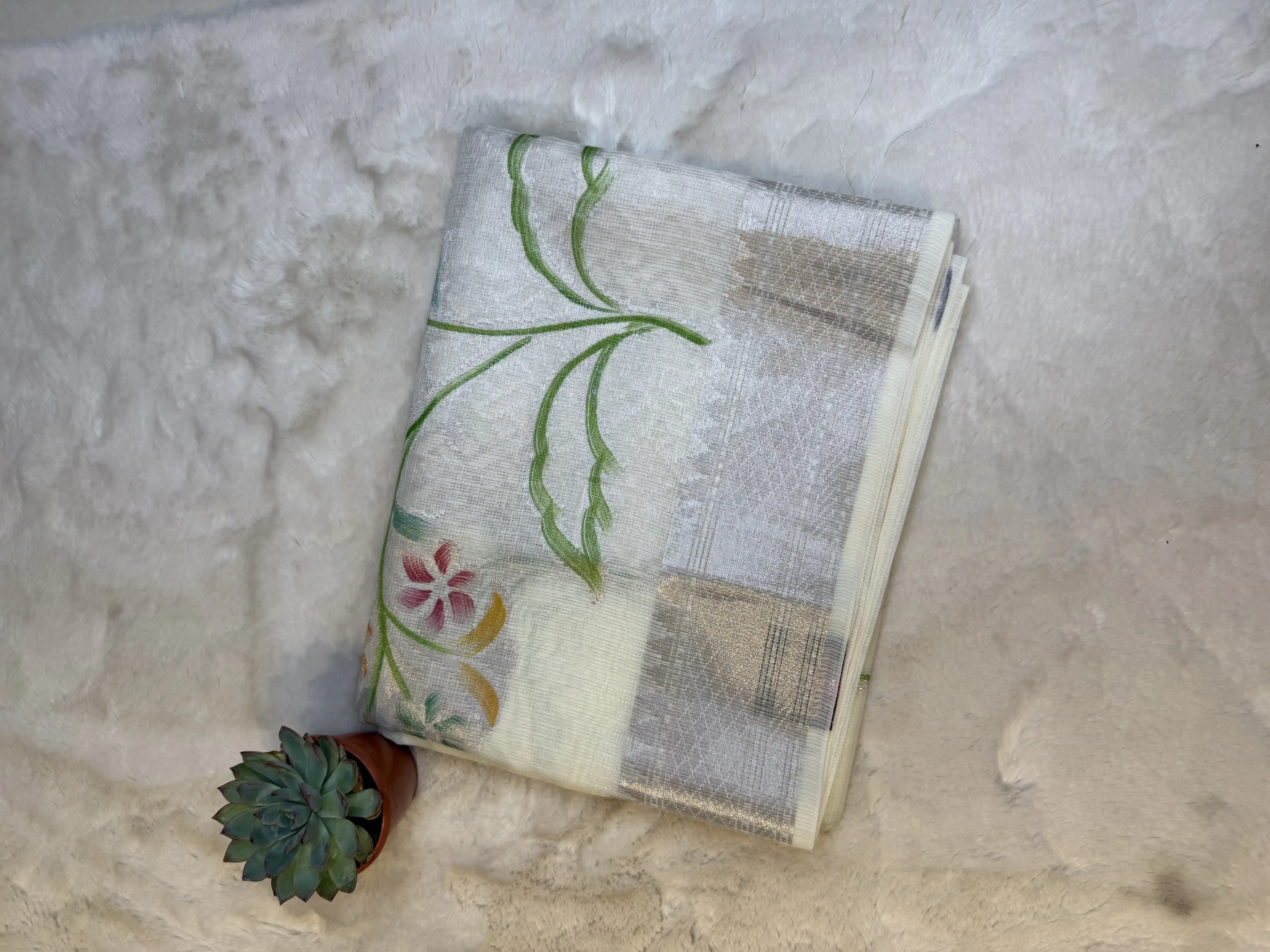 Blue Jaal Pattern brocade fancy saree