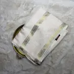 Half White bentex border with contrast red blouse semi crepe saree