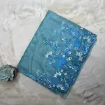 Blue thread work Semi organza saree