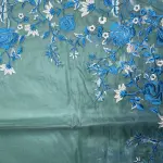 Blue thread work Semi organza saree