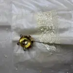 Cream thread work semi organza saree