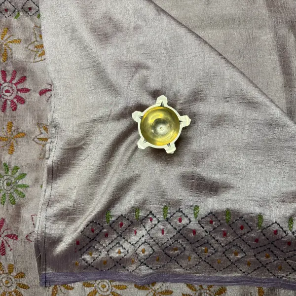 Brown with thread work semi Tussar Saree