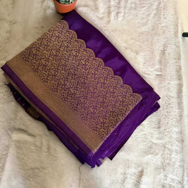 Wine Long border Semi Crepe Saree