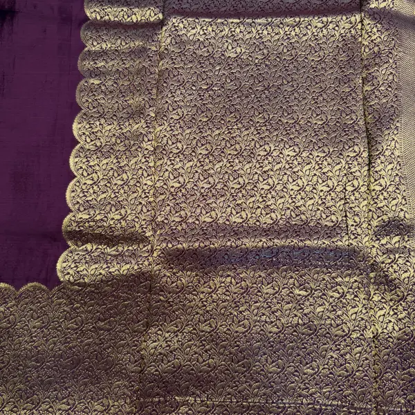 Wine Long border Semi Crepe Saree