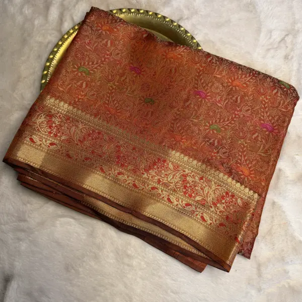 Floral print Meenakari work Benaras Saree