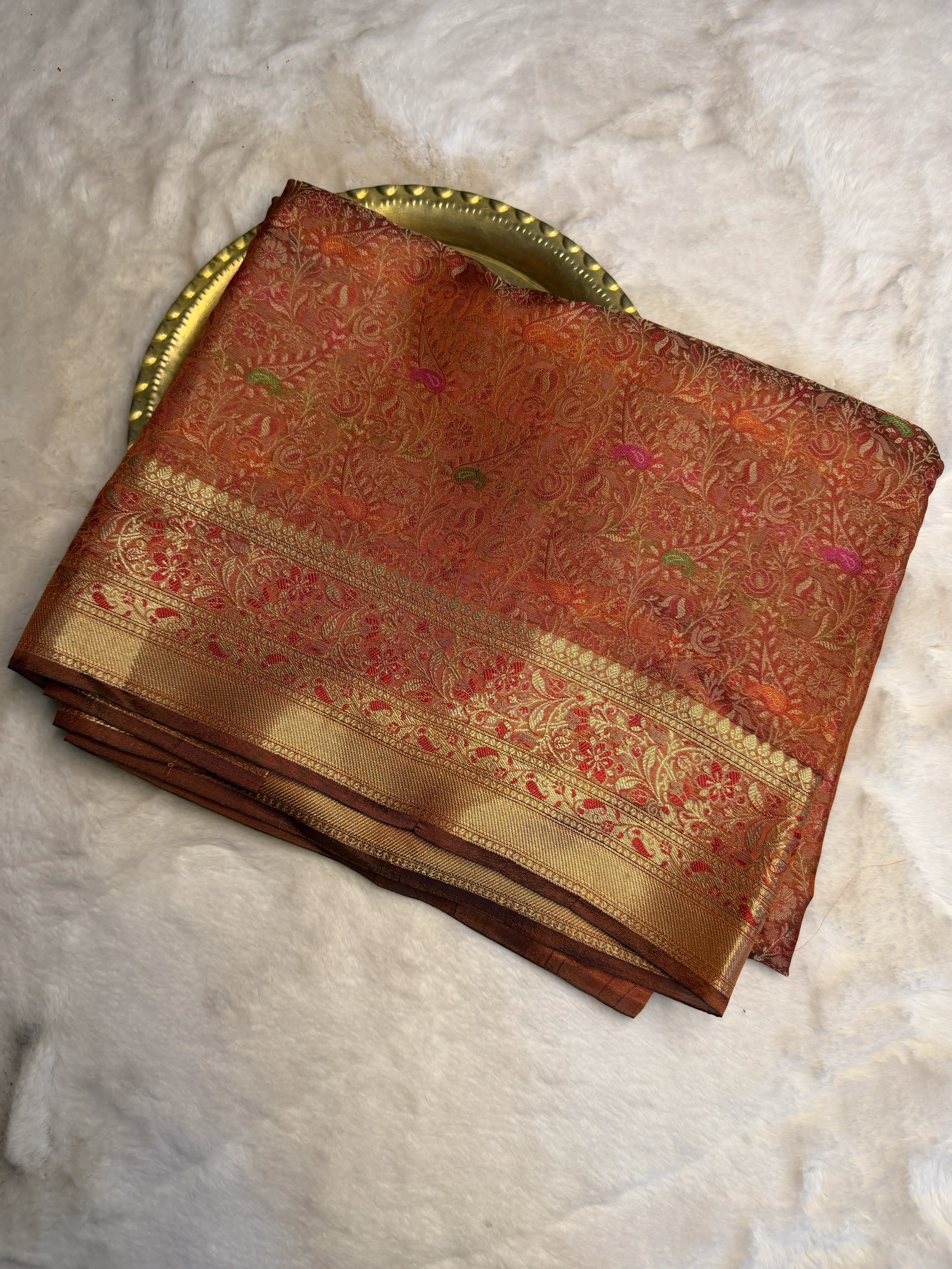 Floral print Meenakari work Benaras Saree