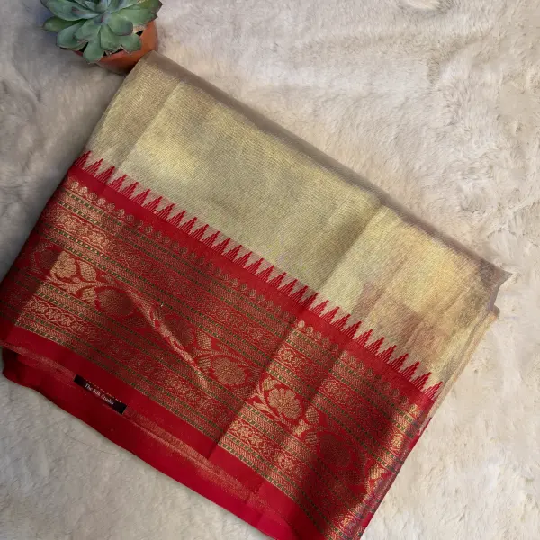 Gold Tissue With Grand Border Saree