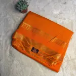 Orange Bentex border Semi Crepe Saree