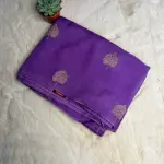 Purple Antique zari leaf motif chiniya silk saree