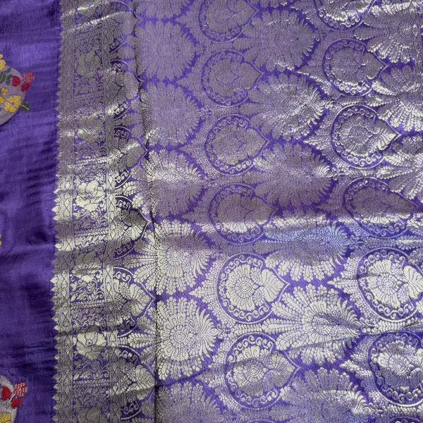 Purple Meenakari work Dola Silk saree