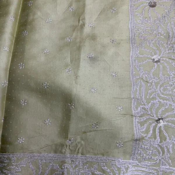 Pista Green with Thread Work fancy saree