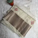 Cream with red thread work fancy saree