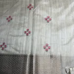 Cream with red thread work fancy saree