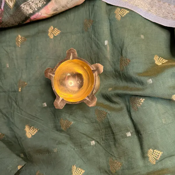 Cream with Green border digital print Semi crepe Saree