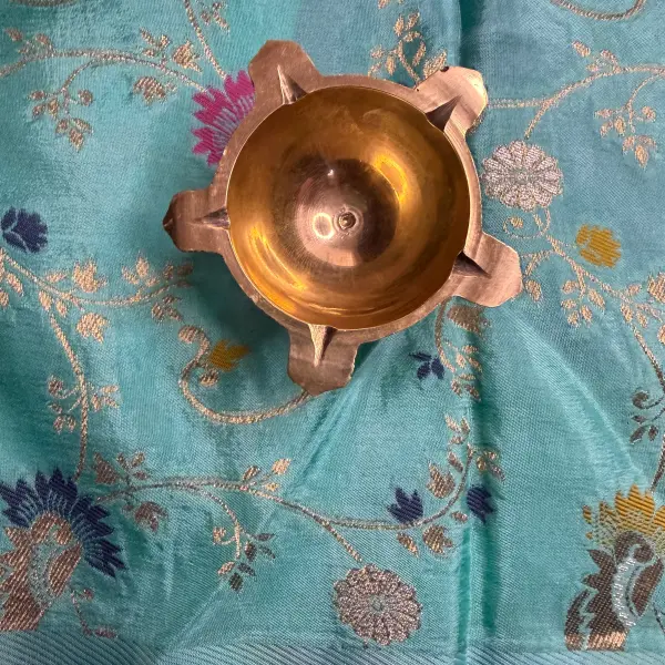 Purple with Sea Green border Micro Stripes all over the body semi crepe Saree