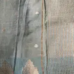 Sea Green with contrast blouse Semi Crepe Saree