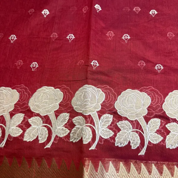 Maroon Applique Work Fancy Saree