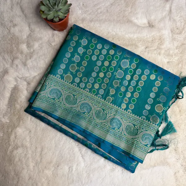 Sea Green with double shade Fancy Saree