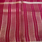 Red microchecks Gap border with contrast yellow Blouse Semi crepe Saree