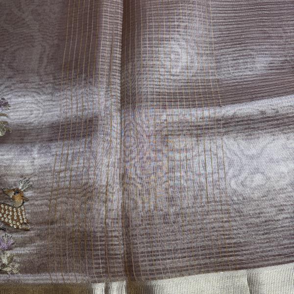 Onion Pink With thread work organza saree