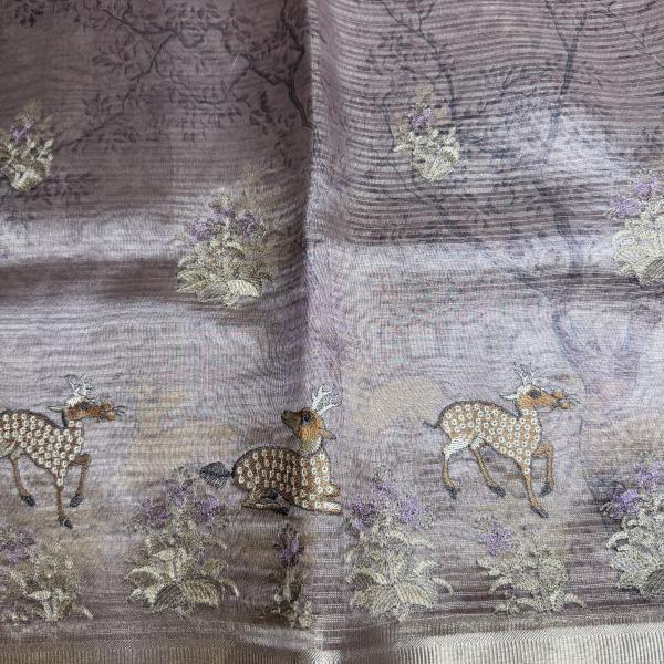 Onion Pink With thread work organza saree