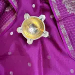 Wine with Checks border and thin Stripes semi crepe saree