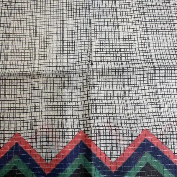 Grey with abstract border Semi Tussar Saree