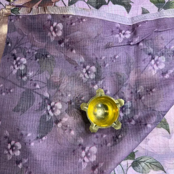 Lavender digital print Linen Cotton Saree