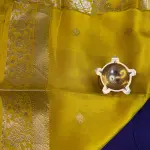 Purple with Yellow border Semi Crepe Saree