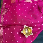 Black with Pink border Semi Crepe Saree