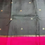 Black with Pink border Semi Crepe Saree