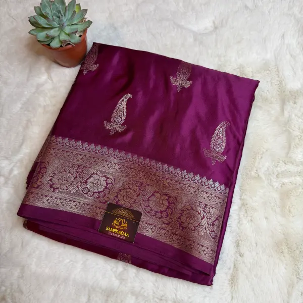 Maroon with rich border and pallu semi crepe saree